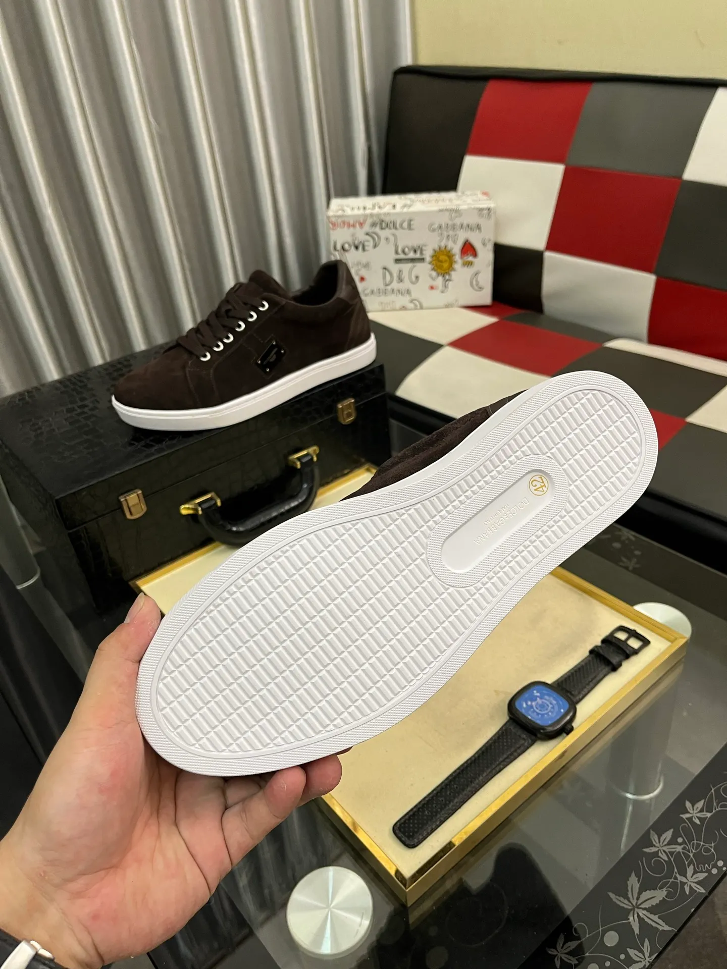 Men's shoes 💰400⌚️⌚️New DG Dolce & Gabbana high-end couple's sports and casual shoes, imported cowhide, multiple material splicing design➕Imported cowhide lining, cowhide foot pads➕Original TPR elastic outsole. Size: 38-46